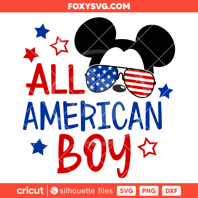 All American Boy Mickey Mouse Svg, 4th of July Svg, Disney Svg, Cricut, Silhouette SVG Cut File