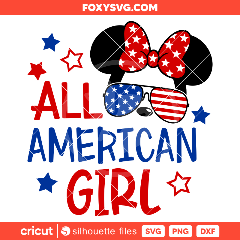 All American Girl Minnie Mouse Svg, 4th of July Svg, Disney Svg, Cricut, Silhouette SVG Cut File