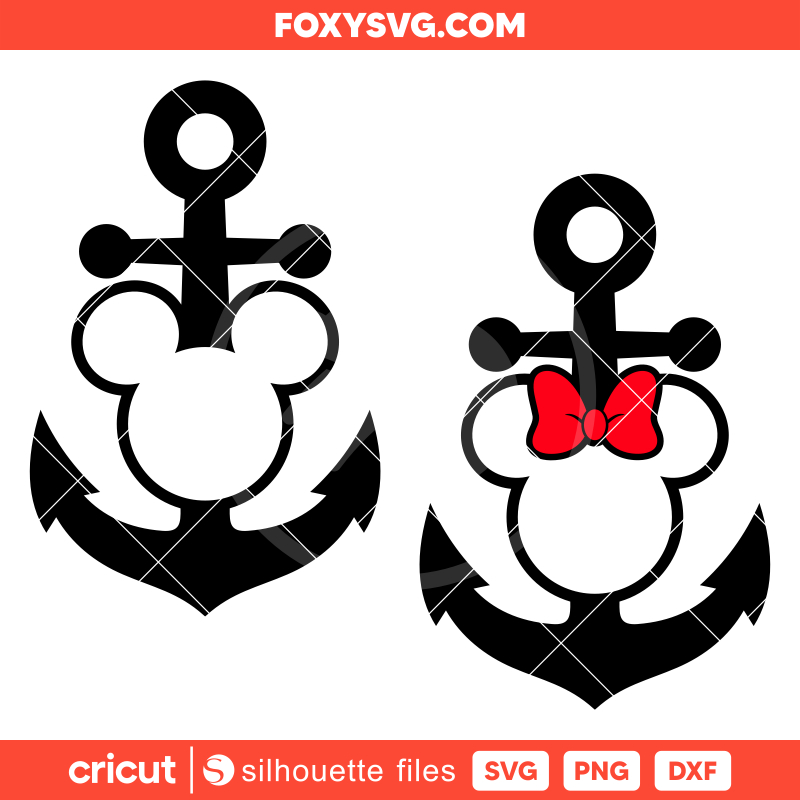 Anchor Mickey & Minnie Head Svg, Mickey Cruise Svg, Family Cruise Svg, Disney Svg, Cricut, Silhouette SVG Cut File