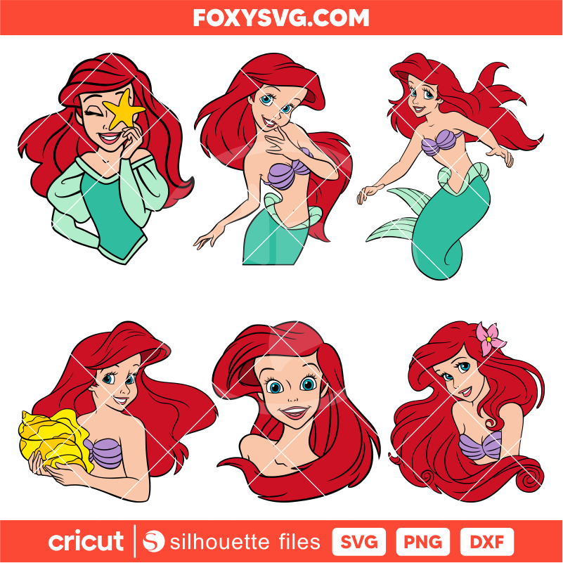 Ariel SVG Bundle, Little Mermaid Svg, Princess Svg, Disney Svg, Cricut, Silhouette SVG Cut File