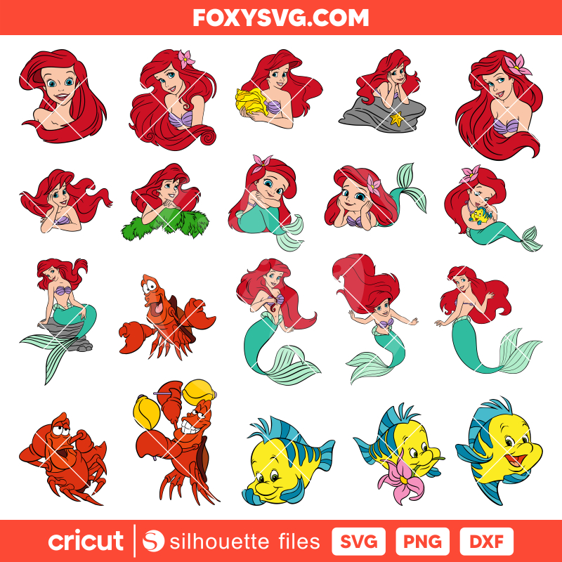 Ariel Little Mermaid Svg Bundle, Disney Layered Svg, Cricut, Silhouette SVG Cut File
