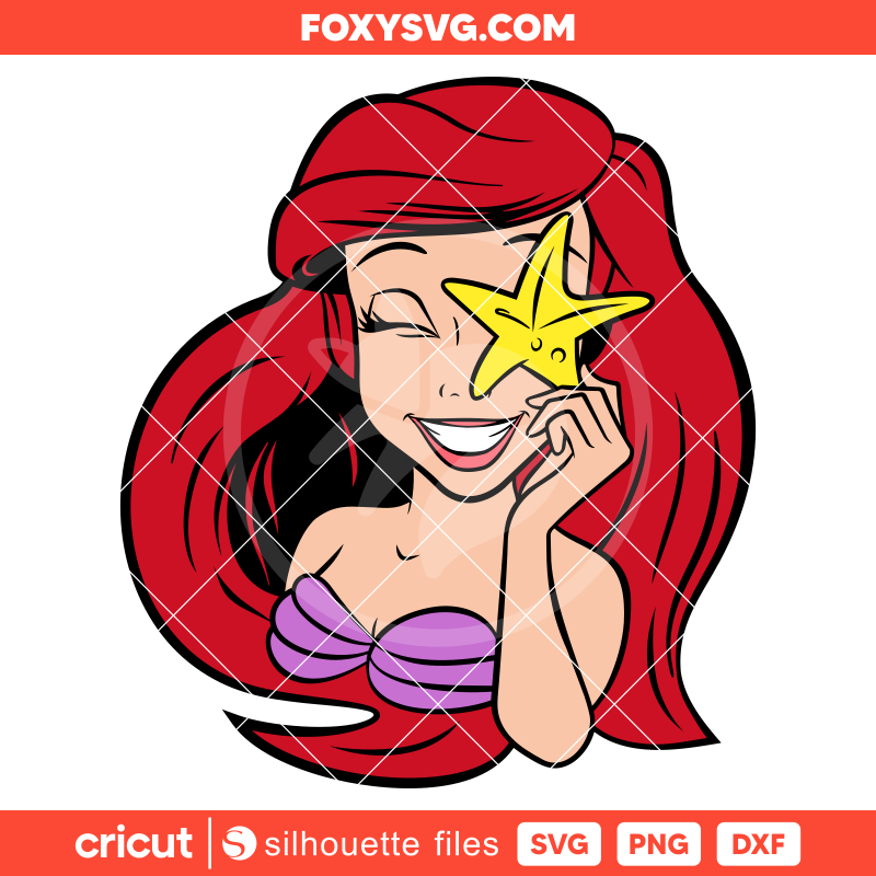 Ariel with the Starfish Svg, Little Mermaid Svg, Disney Svg, Cricut, Silhouette SVG Cut File