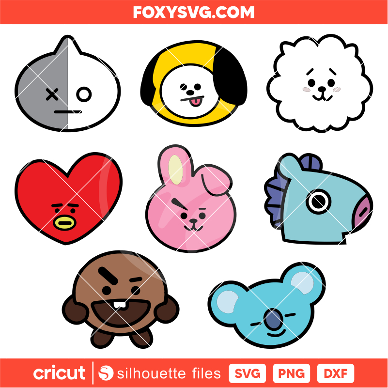 BT21 Svg Bundle, Disney Layered Svg, Cricut, Silhouette SVG Cut File