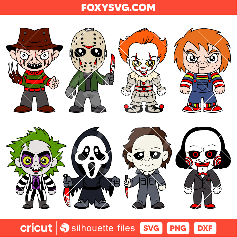 Baby Horror Movies Bundle Svg, Halloween Svg, Horror Characters svg, Cricut, Silhouette SVG Cut File