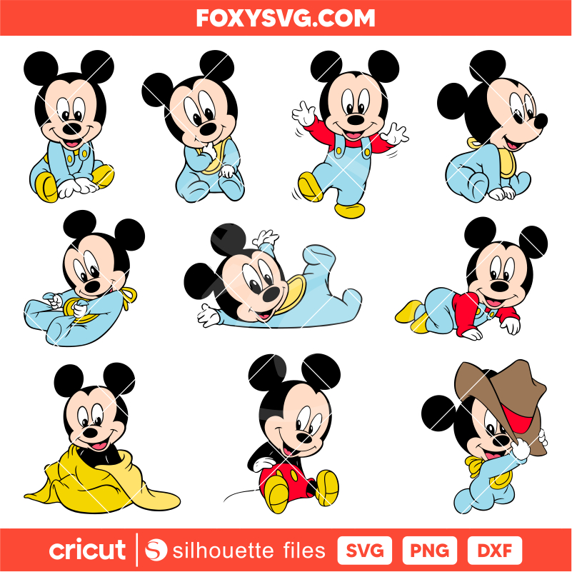 Baby Mickey Svg Bundle, Disney Layered Svg, Cricut, Silhouette SVG Cut File