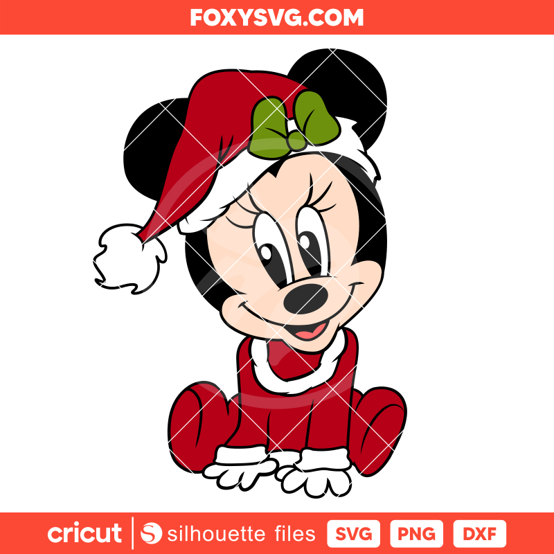 Baby Minnie Mouse Svg, Christmas Svg, Disney Svg, Cricut, Silhouette SVG Cut File