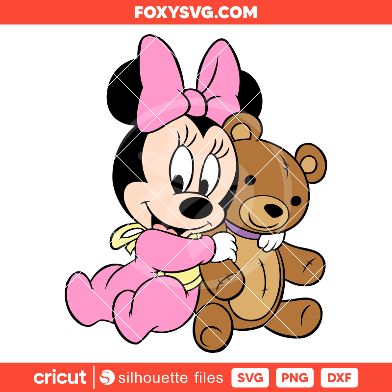 Baby Minnie Teddy Bear Svg, Mickey Mouse & Friends Svg, Disney Svg,  Cricut, Silhouette SVG Cut File