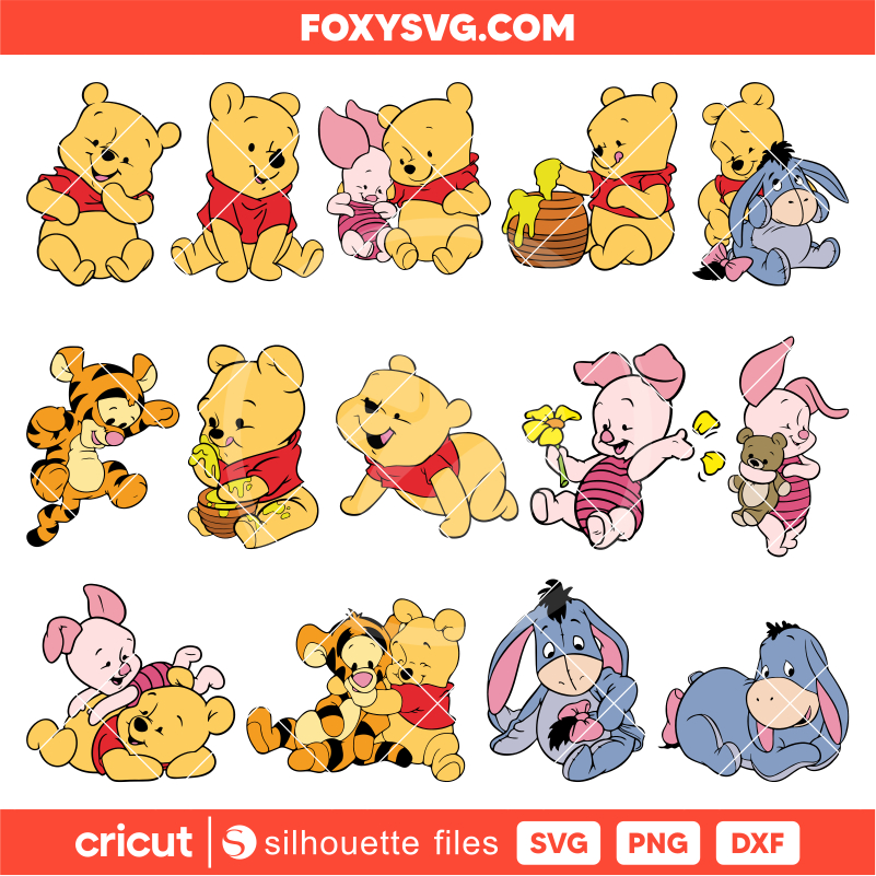 Baby Pooh Svg Bundle, Disney Layered Svg, Cricut, Silhouette SVG Cut File