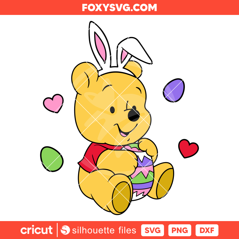 Baby Pooh Easter Bunny Svg, Happy Easter Svg, Disney Svg, Cricut, Silhouette SVG Cut File