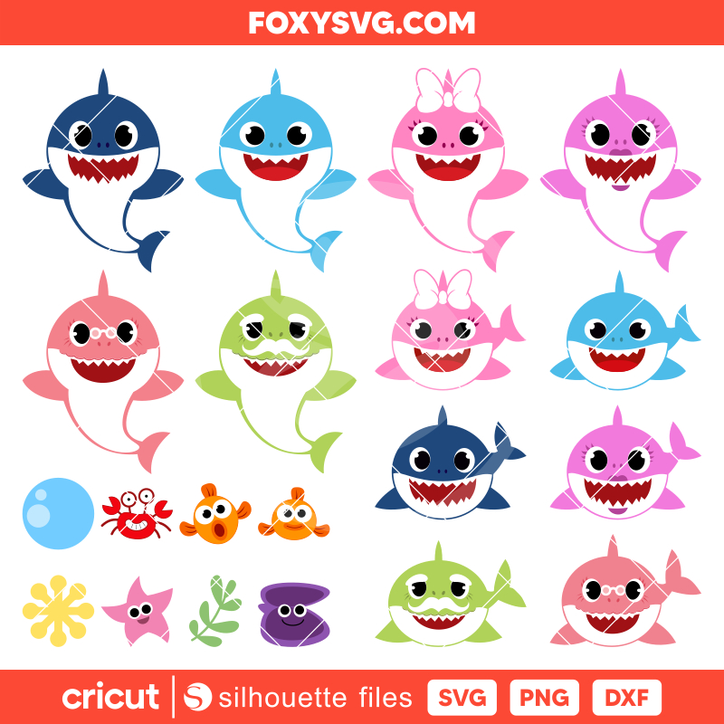 Baby Shark Bundle Svg, Baby Shark Birthday Svg, Baby Shark Characters Svg, Disney Svg, Cricut, Silhouette SVG Cut File