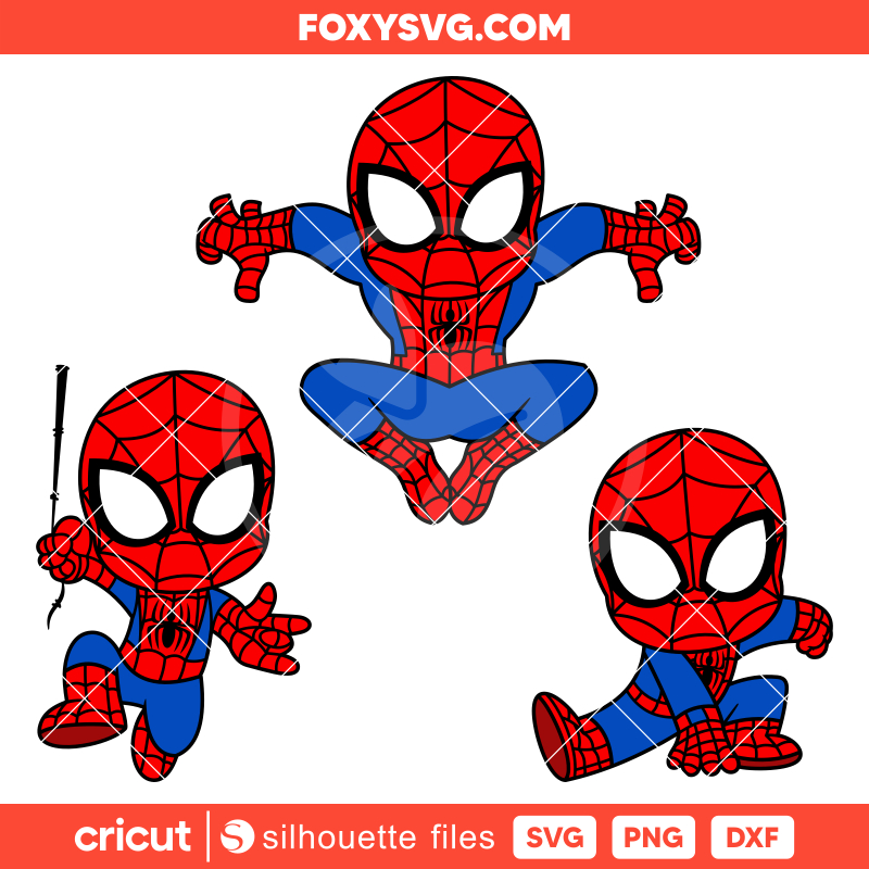 Baby Spiderman Bundle Svg, Cute Spiderman Svg, Superhero Svg, Cricut, Silhouette SVG Cut File
