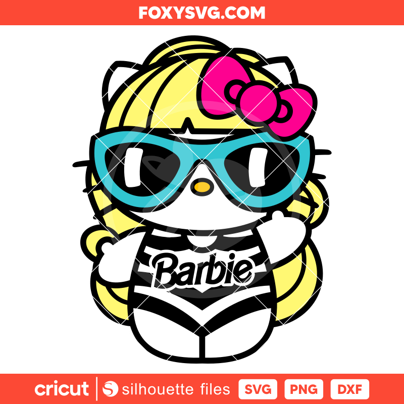 Barbie Hello Kitty Svg, Barbie Doll Svg, Girly Pink Svg, Cricut, Silhouette SVG Cut File