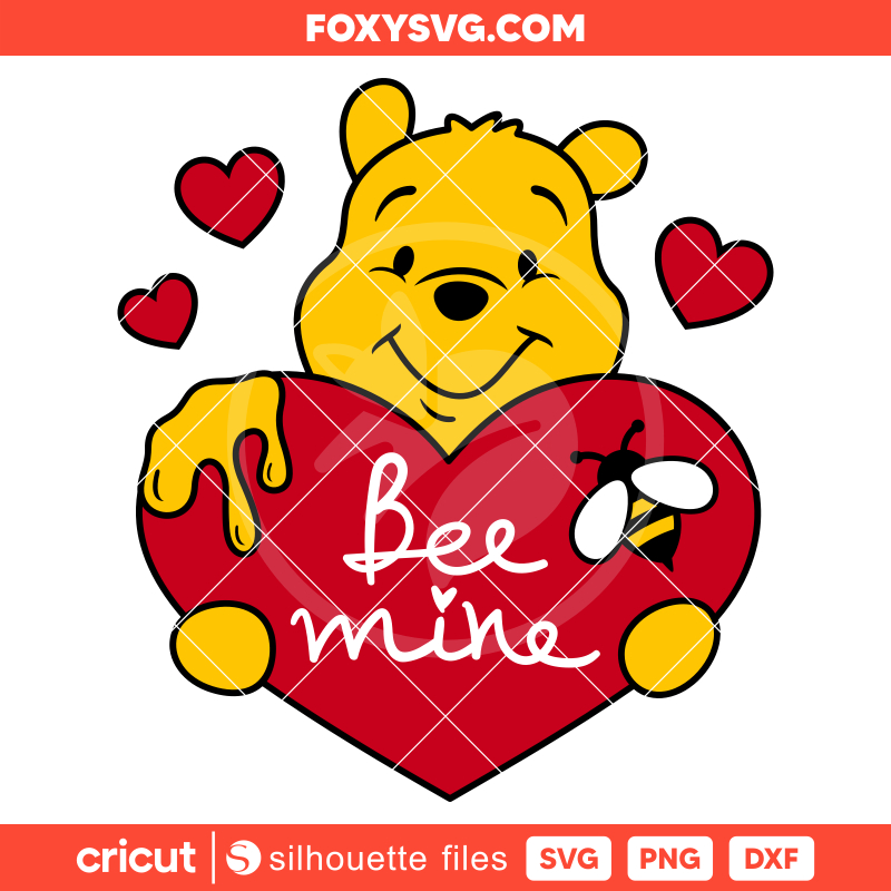Bee Mine Pooh Bear Svg, Valentine's Day Svg, Disney Svg, Cricut, Silhouette SVG Cut File