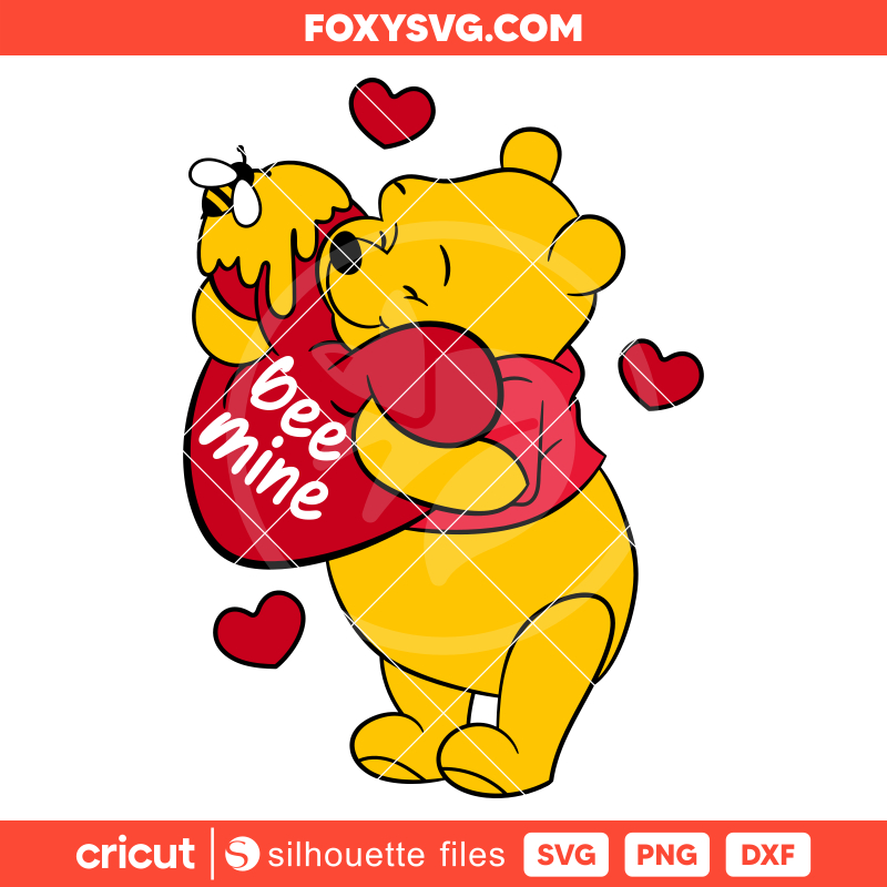 Bee Mine Winnie the Pooh Svg,  Valentine’s Day Svg, Disney Svg, Cricut, Silhouette SVG Cut File