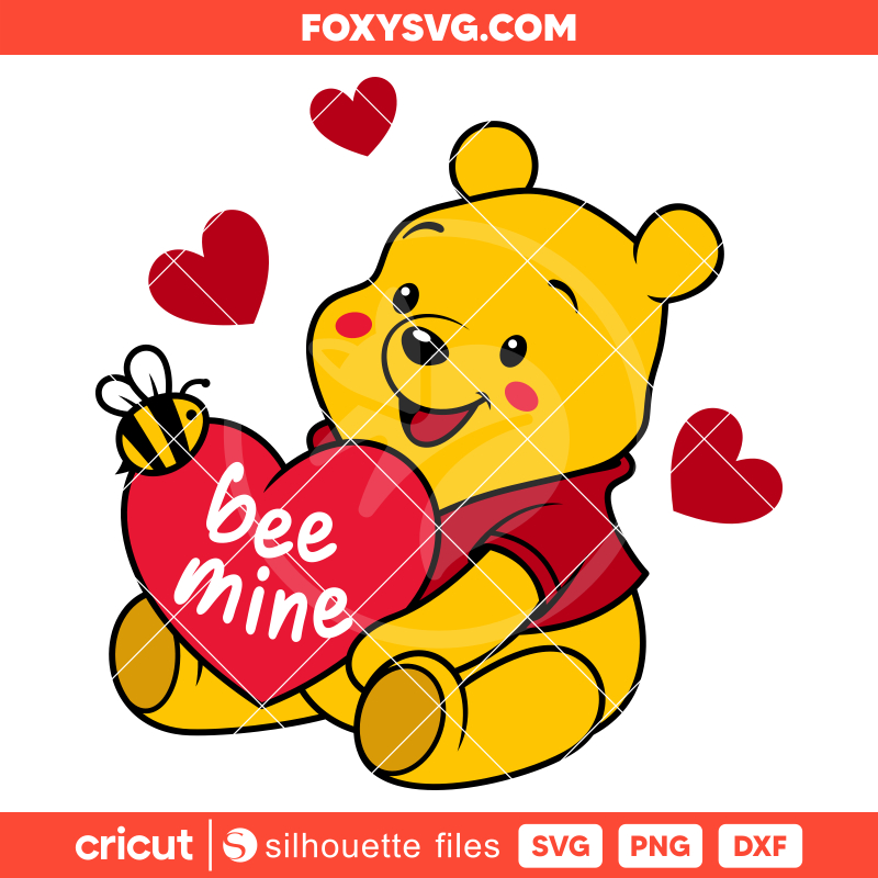 Bee Mine Winnie the Pooh Svg,  Valentine’s Day Svg, Disney Svg, Cricut, Silhouette SVG Cut File