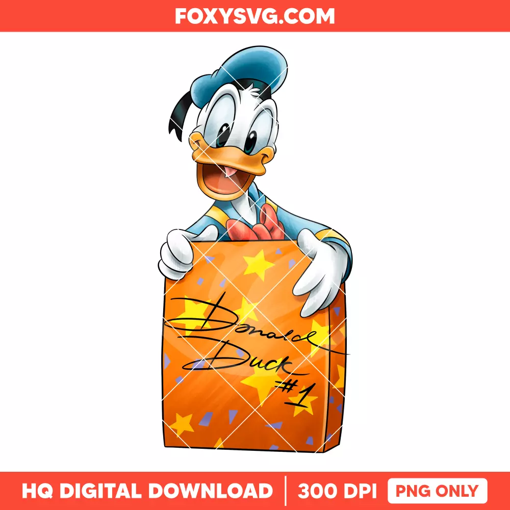 Donald Birthday Present PNG, Happy Birthday PNG, Disney PNG, Sublimation PNG