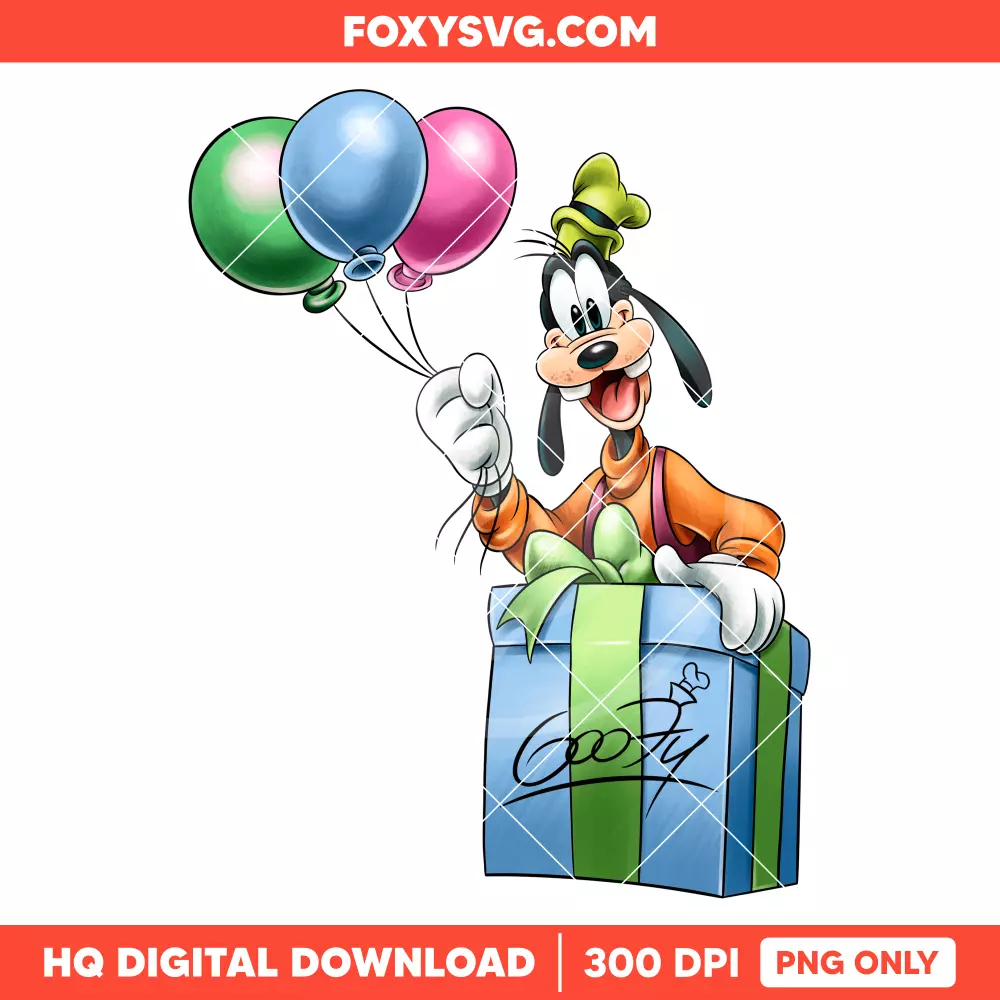 Goofy Birthday Present PNG, Happy Birthday PNG, Disney PNG, Sublimation PNG