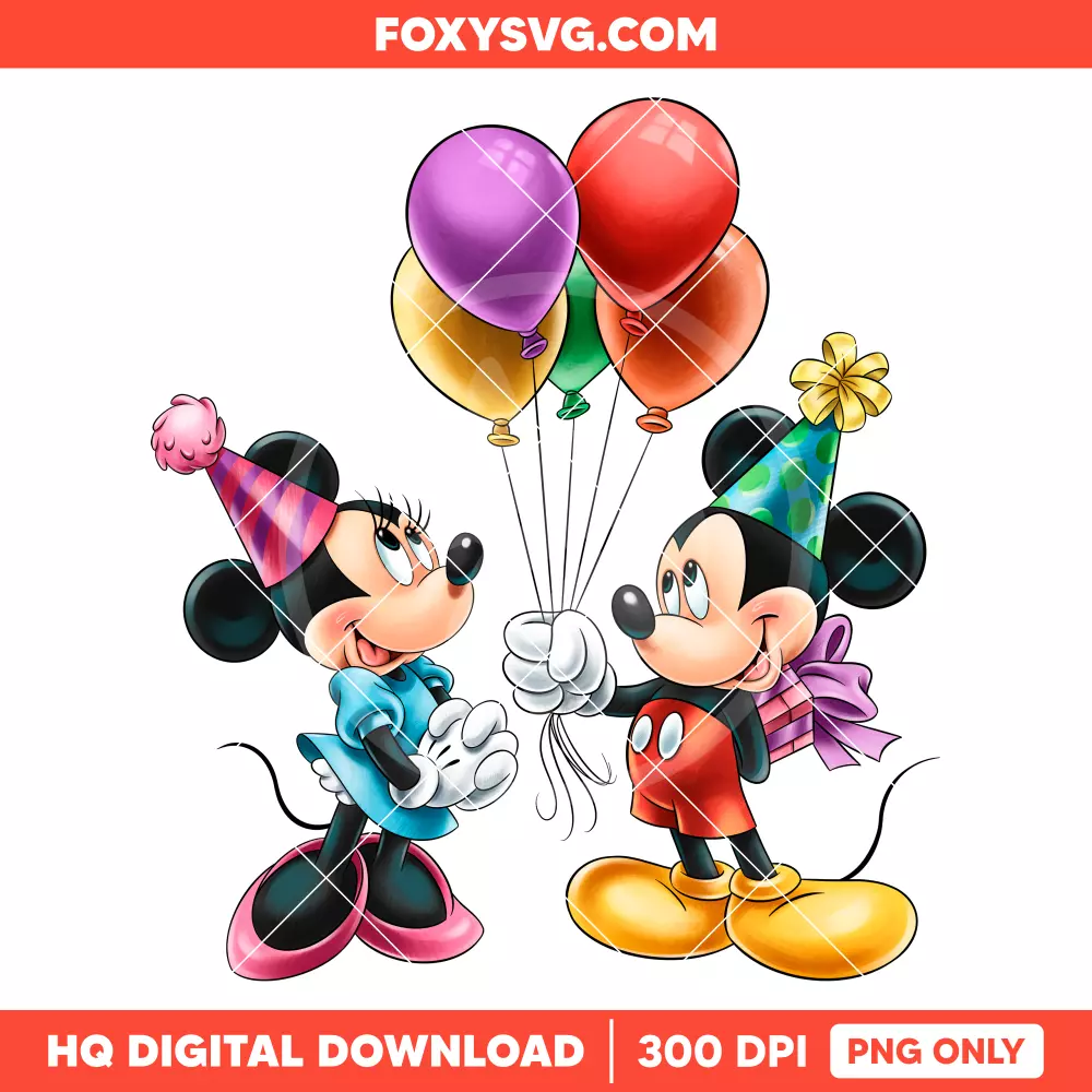 Mickey & Minnie Birthday PNG, Happy Birthday PNG, Disney PNG, Sublimation PNG