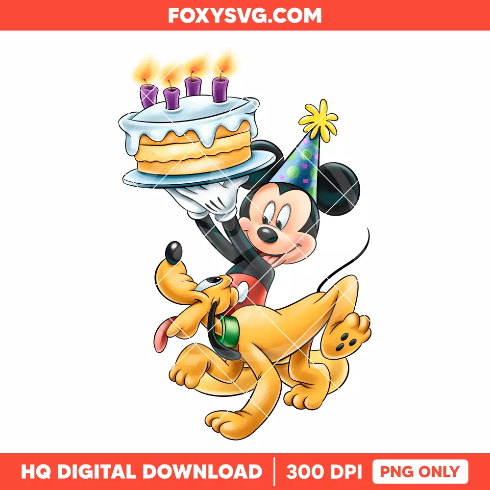 Mickey Birthday Cake PNG, Happy Birthday PNG, Disney PNG, Sublimation PNG