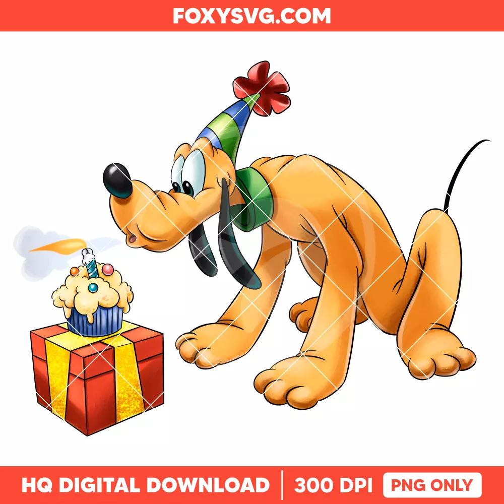 Pluto Birthday PNG, Happy Birthday PNG, Disney PNG, Sublimation PNG