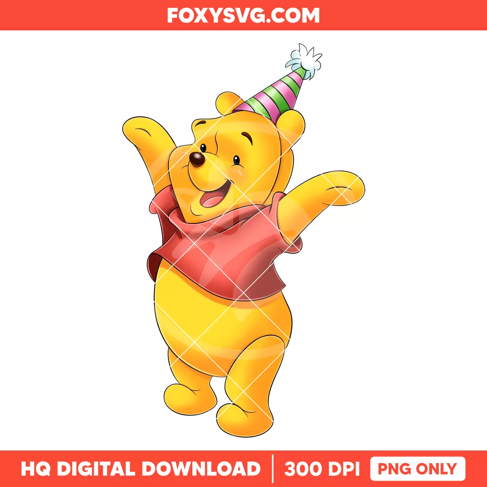 Winnie the Pooh Birthday PNG, Happy Birthday PNG, Disney PNG, Sublimation PNG