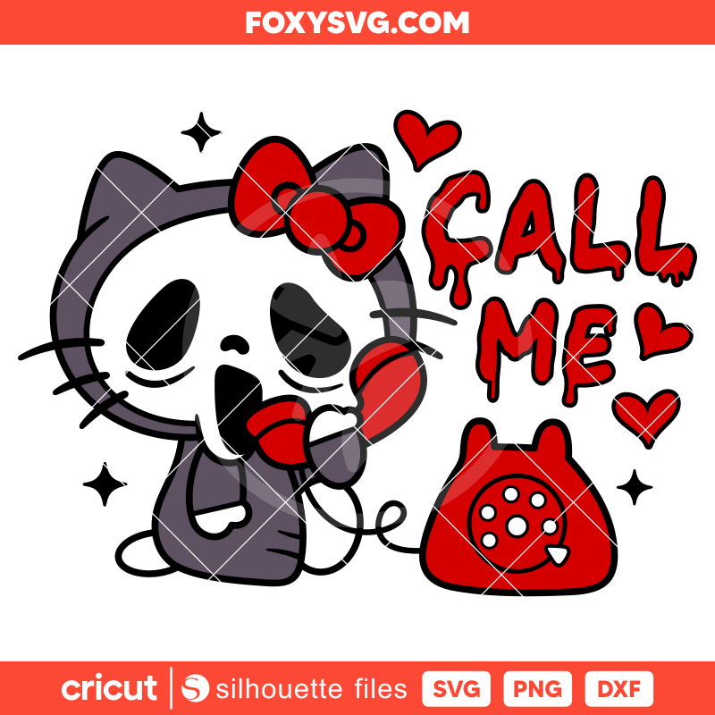 Call Me Scream Hello Kitty Svg, Ghost face Svg, Halloween Svg, Kawaii Svg, Cricut, Silhouette SVG Cut File