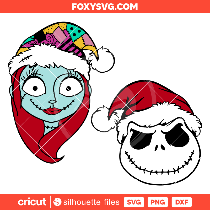 Christmas Jack & Sally Svg, Christmas Svg, Cricut, Silhouette SVG Cut File