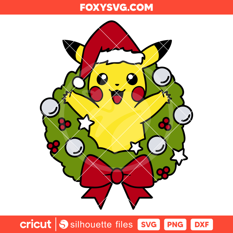 Christmas Pikachu Wreath Svg, Christmas Svg, Pokemon Svg, Cricut, Silhouette SVG Cut File