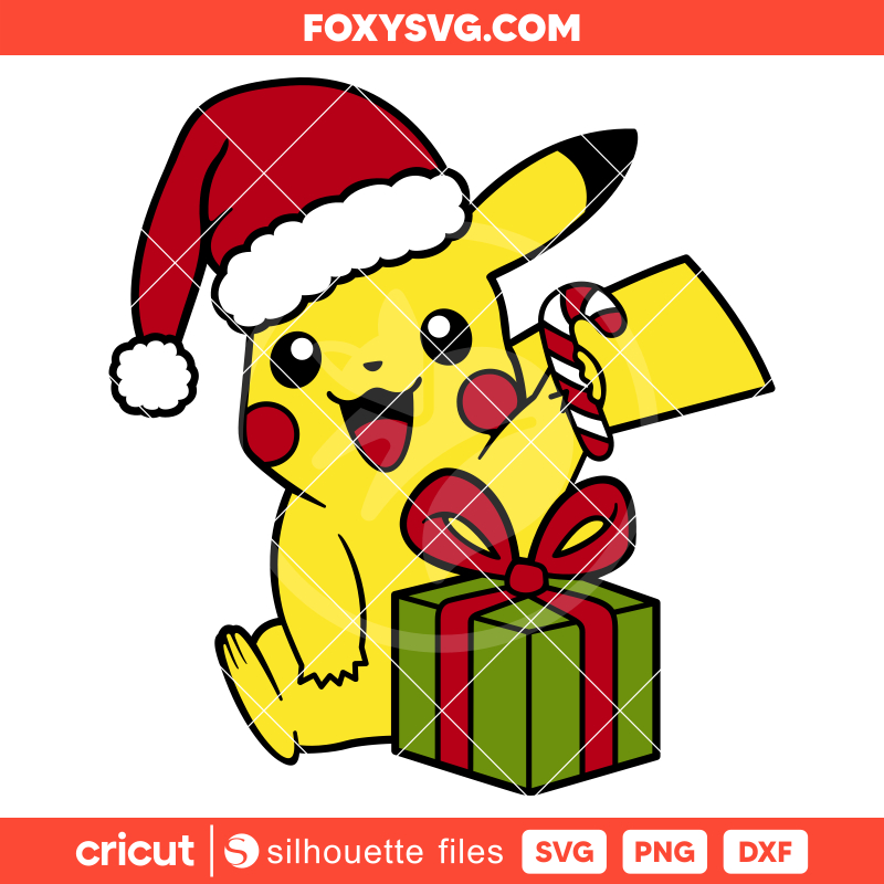 Christmas Gift Pikachu Svg, Christmas Svg, Pokemon Svg, Cricut, Silhouette SVG Cut File