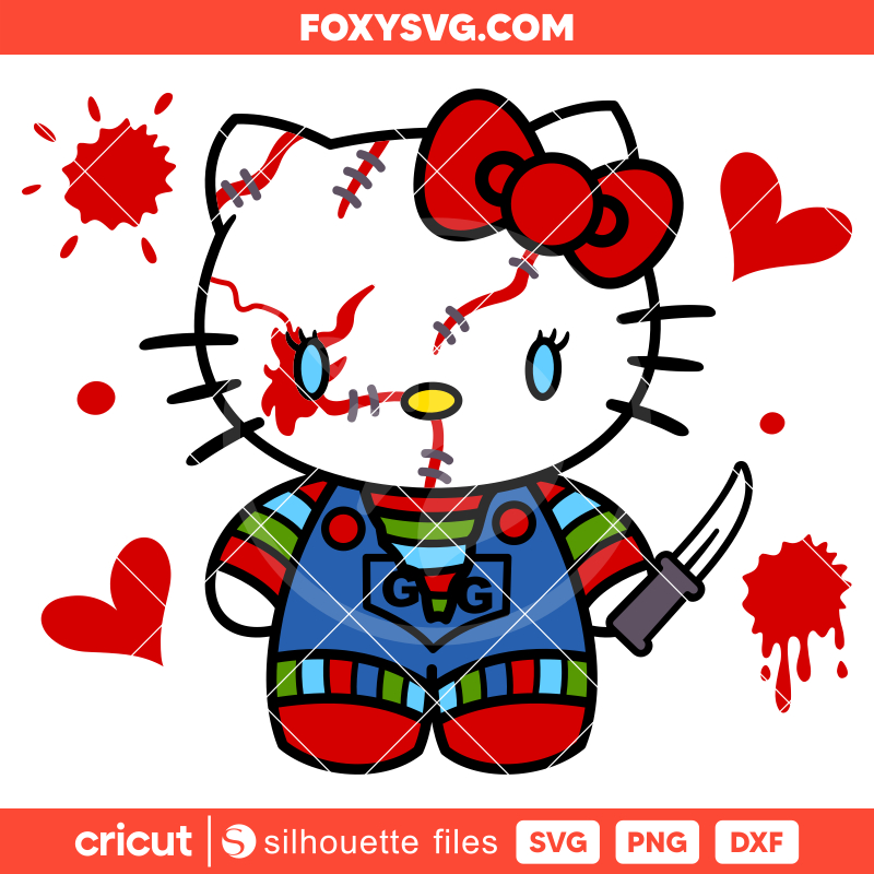 Chucky Hello Kitty Svg, Horror Movie Friends Svg, Halloween Svg, Kawaii Svg, Cricut, Silhouette SVG Cut File