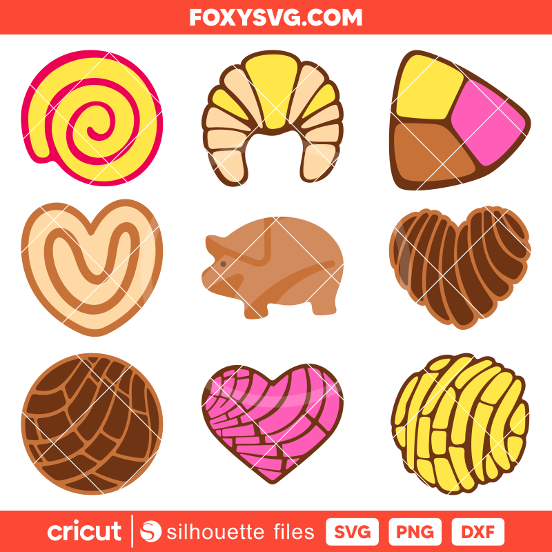 Concha Bundle Svg, Mexican Sweet Bread Svg, Pan Dulce Svg, Cafecito Y Chisme Svg, Cricut, Silhouette SVG Cut File