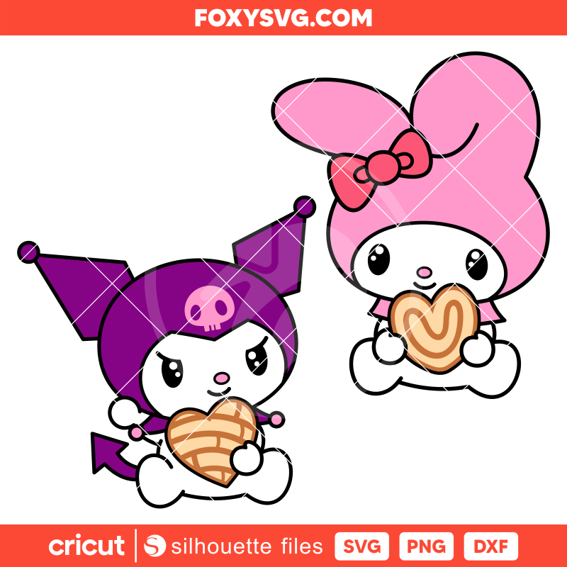 Concha Kuromi & My Melody Bundle Svg, Sanrio Svg, Kawaii Svg, Cricut, Silhouette SVG Cut File