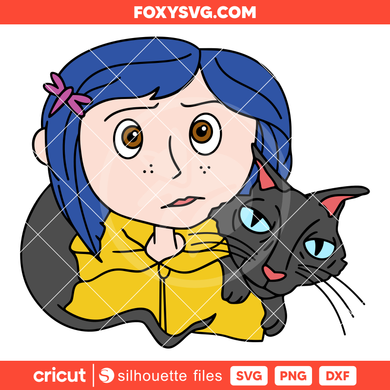 Coraline and Cat Svg, Coraline Button Eyes Svg, Halloween Svg, Cricut, Silhouette SVG Cut File