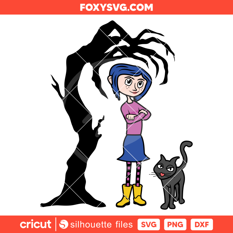 Coraline and Scary Claw Tree Svg, Coraline Button Eyes Svg, Halloween Svg, Cricut, Silhouette SVG Cut File