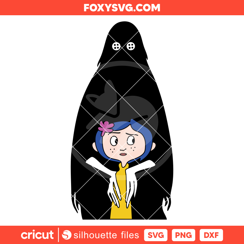 Coraline with Ghost Svg, Coraline Button Eyes Svg, Halloween Svg, Cricut, Silhouette SVG Cut File