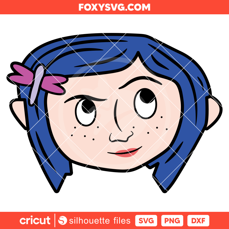 Coraline Head Svg, Coraline Button Eyes Svg, Halloween Svg, Cricut, Silhouette SVG Cut File