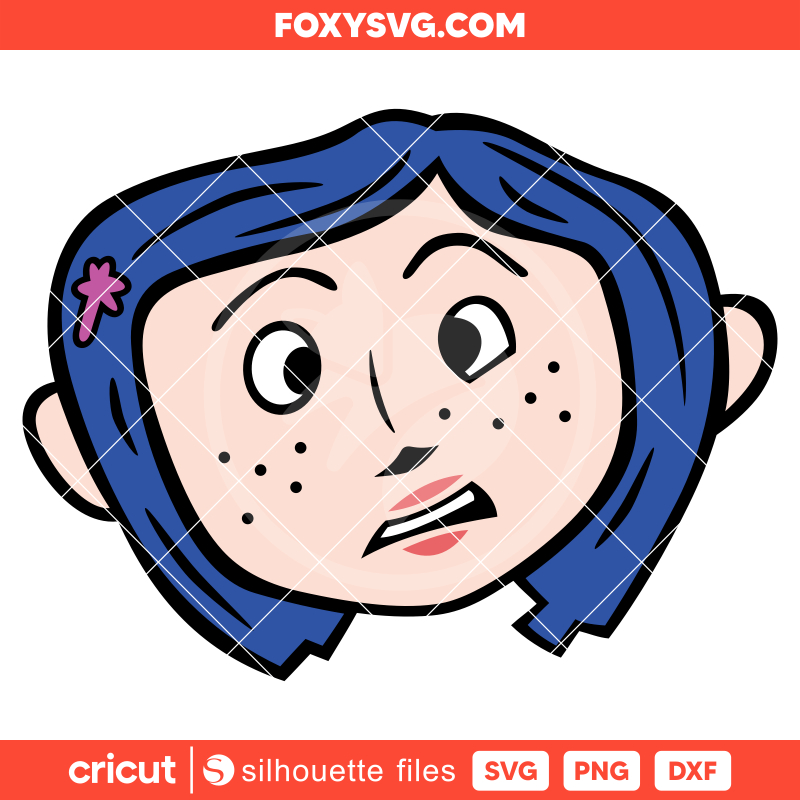 Coraline Head Svg, Coraline Button Eyes Svg, Halloween Svg, Cricut, Silhouette SVG Cut File
