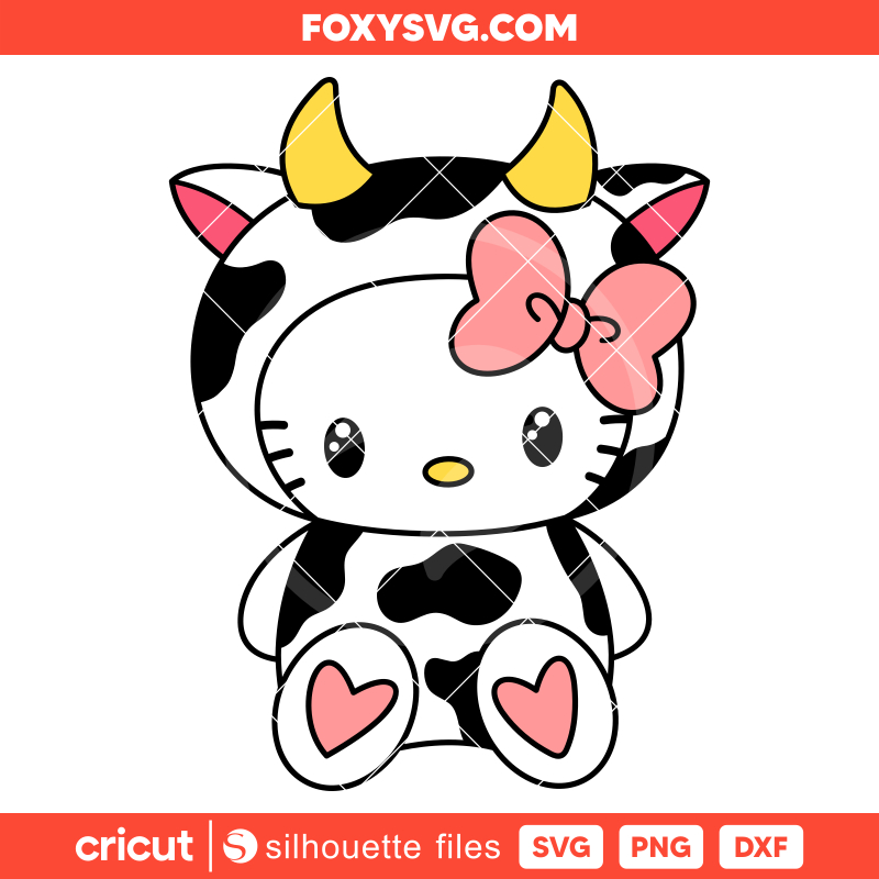 Cow Hello Kitty Svg, Sanrio Svg, Kawaii Svg, Cricut, Silhouette SVG Cut File