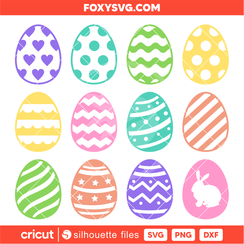 Easter Eggs Bundle Svg, Happy Easter Svg, Cricut, Silhouette SVG Cut File