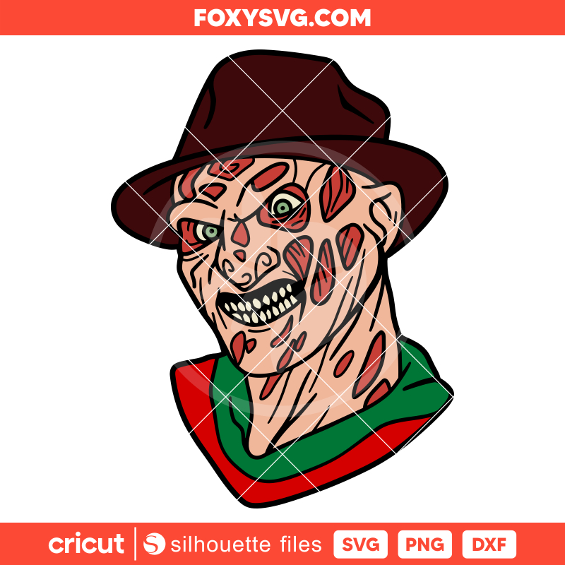 Freddy Krueger Face Svg, Halloween Svg, Horror Movie Svg, Cricut, Silhouette SVG Cut File