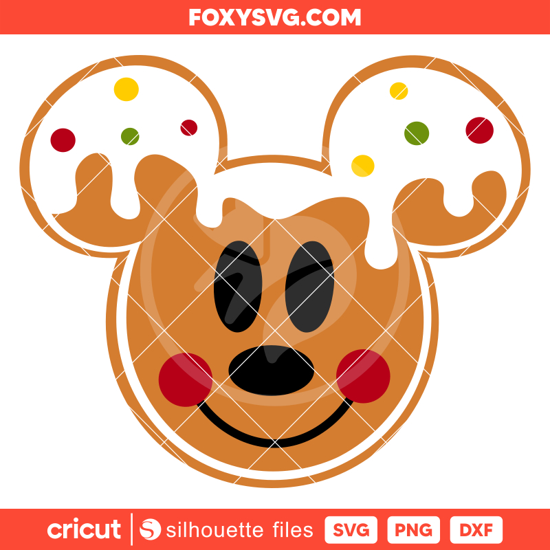 Gingerbread Mickey Head Svg, Christmas Svg, Disney Svg, Cricut, Silhouette SVG Cut File
