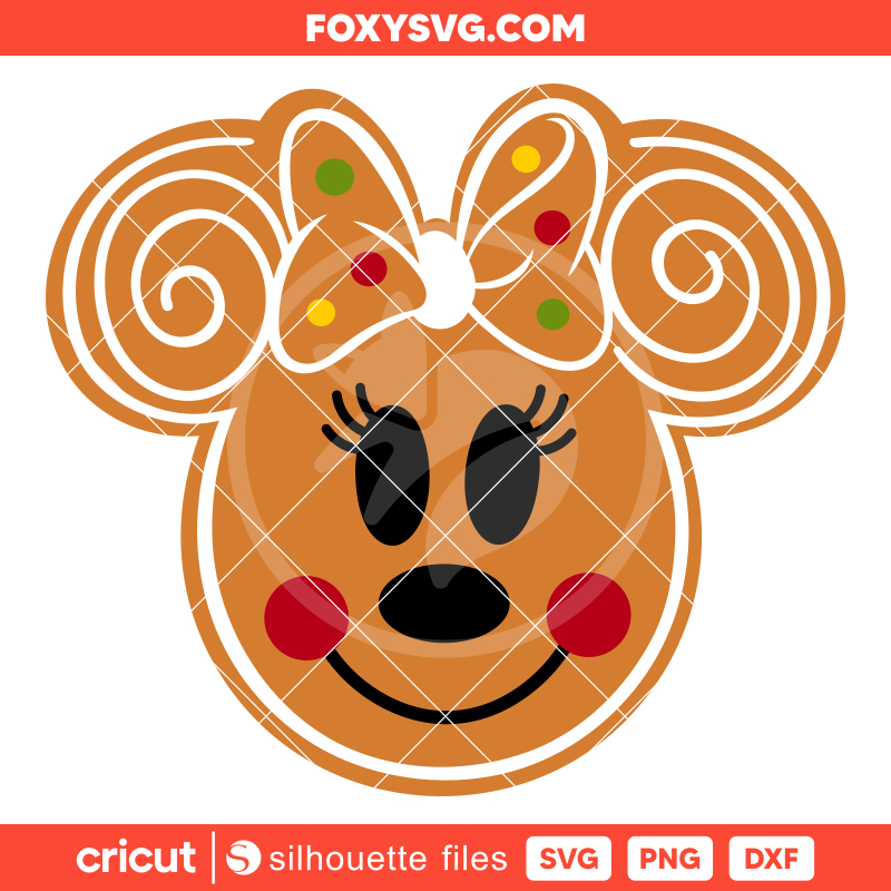 Gingerbread Minnie Head Svg, Christmas Svg, Disney Svg, Cricut, Silhouette SVG Cut File