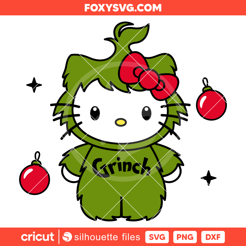 Grinch Hello Kitty Christmas Balls Svg, Christmas Svg, Grinchmas Hello Kitty Svg, Kawaii Svg, Cricut, Silhouette SVG Cut File