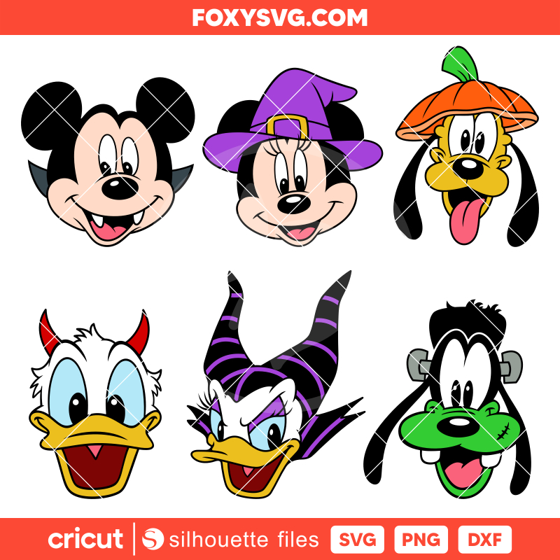 Halloween Disney Friends Bundle Svg, Mickey & Minnie Svg, Halloween Svg, Disney Svg, Cricut, Silhouette SVG Cut File