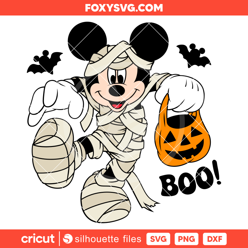 Halloween Mickey Mouse Mummy Boo Svg, Disney Svg, Cricut, Silhouette SVG Cut File