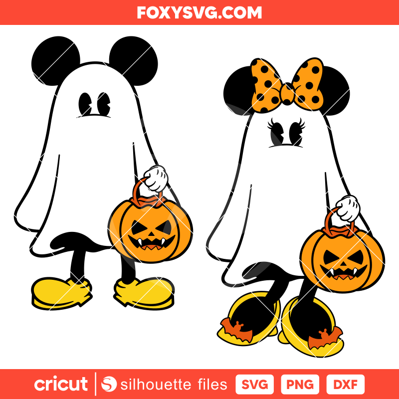 Halloween Mickey & Minnie Ghost Bundle Svg, Trick or Treat Svg, Halloween Svg, Disney Svg, Cricut, Silhouette SVG Cut File