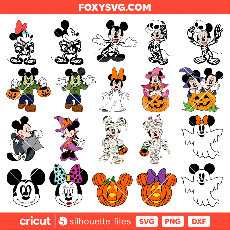40 Designs Halloween Mickey Mouse Svg Bundle, Disney Layered Svg, Cricut, Silhouette SVG Cut File