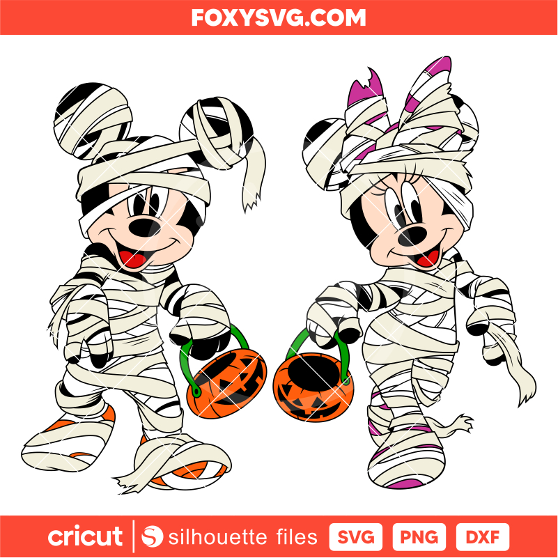 Halloween Mummy Mickey & Minnie Svg, Disney Svg, Cricut, Silhouette SVG Cut File