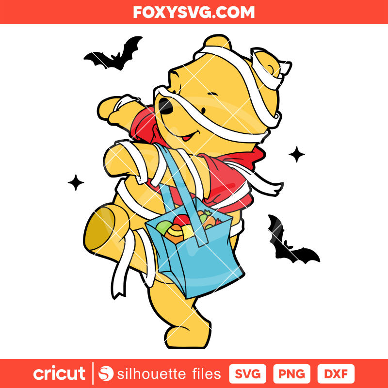 Winnie the Pooh Mummy Svg, Halloween Svg, Disney Svg, Cricut, Silhouette SVG Cut File