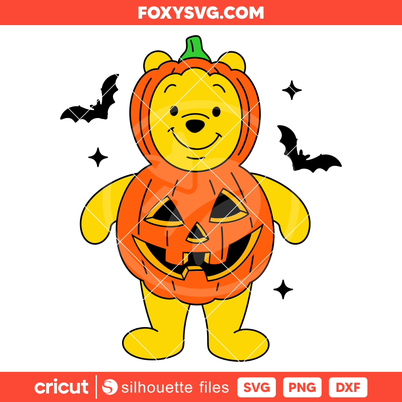 Halloween Pumpkin Winnie the Pooh Svg, Disney Svg, Cricut, Silhouette SVG Cut File